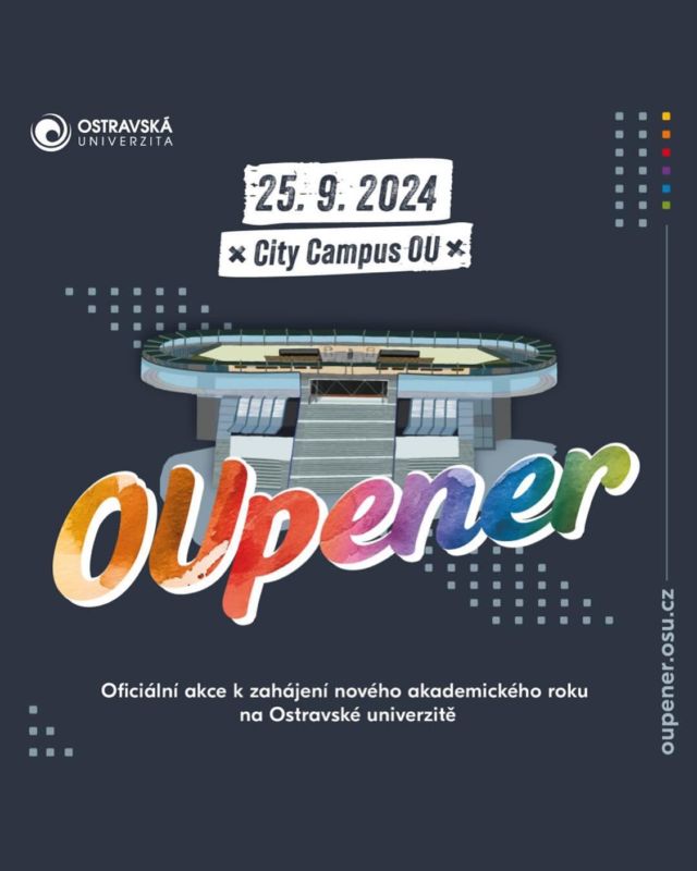 OUpener 2024 je tady! 🎉 Připravte se na den plný zábavy, hudby a přátelské atmosféry a společně odstartujte nový akademický rok. 🎓✨ Akce bude zahájena slavnostní imatrikulací prvních ročníků, po které bude následovat spousta skvělé hudby a aktivit, které vás vtáhnou do života na @ostravska_uni. Co všechno vás ve středu 25.9. čeká?
🎶 Koncerty kapel Pilot, Aneska Band, Martin Harich a Radim Nowak
⚽ Otevřená sportoviště, Decathlon zóna a spousta pohybu
👥 Seznámení se studentskými spolky a univerzitními službami
🍔 Výborné jídlo, pití a chill zóna  Celý den bude zakončen oficiální afterparty v Marley Clubu. 🎉🎛️ Vstup je zdarma a můžeš dorazit i když nejsi studentem Ostravské univerzity. City Campus je za rohem, takže si to rozhodně nenechte ujít! Více informací najdete na oupener.osu.cz // OUpener 2024 is here! 🎉 Get ready for a day full of fun, music, and a friendly atmosphere as we kick off the new academic year together. 🎓✨ The event will start with a ceremonial matriculation of first-year students, followed by lots of great music and activities to immerse you in life at @ostravska_uni. What can you look forward to? 🎶 Concerts by Pilot, Aneska Band, Martin Harich, and Radim Nowak
⚽ Open sports fields, a Decathlon zone, and plenty of movement
👥 Meet up with student organizations and university services
🍔 Delicious food, drinks, and a chill zone  The day will end with an official afterparty at Marley Club. 🎉🎛️ Entry is free, and you can join even if you’re not a student at Ostrava University. City Campus is just around the corner, so don’t miss out! For more information, visit oupener.osu.cz.
.
#OUpener #vitejtevostrave #startoftheyear #kampuspalace #student #students #ostrava #city #ostravalife #ostravskauniverzita #vysokaskolabanska #zijtamkdetozije